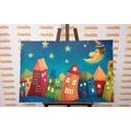 CANVAS PRINT CRESCENT MOON OVER THE CITY - CHILDRENS PICTURES - PICTURES