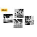 CANVAS PRINT SET STILL LIFE OF THE SEA IN BLACK AND WHITE - SET OF PICTURES - PICTURES
