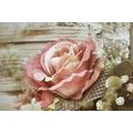 CANVAS PRINT PINK VINTAGE ROSE - VINTAGE AND RETRO PICTURES - PICTURES