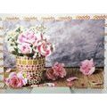 CANVAS PRINT CARNATION FLOWERS IN A MOSAIC POT - PICTURES FLOWERS - PICTURES