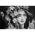 WALLPAPER BLACK AND WHITE ORIGINAL PAINTING OF A WOMAN - BLACK AND WHITE WALLPAPERS - WALLPAPERS