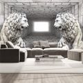 SELF ADHESIVE WALLPAPER LIONS MADE OF STONE - WALLPAPERS