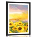 POSTER WITH MOUNT SUNFLOWER FIELD - FLOWERS - POSTERS