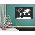 DECORATIVE PINBOARD MODERN MAP WITH A BLACK AND WHITE TOUCH - PICTURES ON CORK - PICTURES