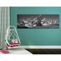 CANVAS PRINT BEAUTIFUL MOUNTAIN PEAK IN BLACK AND WHITE - BLACK AND WHITE PICTURES - PICTURES