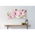 CANVAS PRINT MAGNOLIA ON AN ABSTRACT BACKGROUND - PICTURES FLOWERS - PICTURES