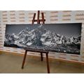 CANVAS PRINT BEAUTIFUL MOUNTAIN PEAK IN BLACK AND WHITE - BLACK AND WHITE PICTURES - PICTURES