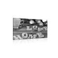 CANVAS PRINT HARMONIOUS HOME IN BLACK AND WHITE - BLACK AND WHITE PICTURES - PICTURES