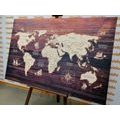 CANVAS PRINT MAP ON WOOD - PICTURES OF MAPS - PICTURES