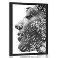 POSTER WOMAN WITH ABSTRACT ELEMENTS - BLACK AND WHITE - POSTERS