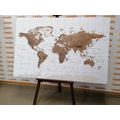 DECORATIVE PINBOARD BEAUTIFUL VINTAGE WORLD MAP WITH A WHITE BACKGROUND - PICTURES ON CORK - PICTURES