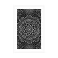 POSTER WITH MOUNT MANDALA WITH AN ABSTRACT PATTERN IN BLACK AND WHITE - BLACK AND WHITE - POSTERS