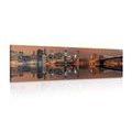 CANVAS PRINT REFLECTION OF MANHATTAN IN THE WATER - PICTURES OF CITIES - PICTURES