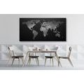 DECORATIVE PINBOARD NIGHT BLACK AND WHITE MAP OF THE WORLD - PICTURES ON CORK - PICTURES