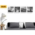 CANVAS PRINT SET BLACK AND WHITE HISTORICAL MONUMENTS - SET OF PICTURES - PICTURES