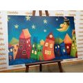 CANVAS PRINT CRESCENT MOON OVER THE CITY - CHILDRENS PICTURES - PICTURES