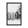 POSTER TASTY MACARONS IN BLACK AND WHITE - BLACK AND WHITE - POSTERS