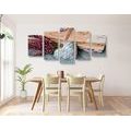 5-PIECE CANVAS PRINT NOSTALGIC LEAVES - VINTAGE AND RETRO PICTURES - PICTURES