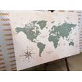 CANVAS PRINT DECENT MAP OF THE WORLD - PICTURES OF MAPS - PICTURES