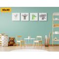 CANVAS PRINT SET CUTE ANIMALS WITH FEATHERS - SET OF PICTURES - PICTURES