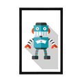 POSTER WITH MOUNT BLUE ROBOT ON A WHITE BACKGROUND - ROBOTS - POSTERS