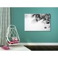 CANVAS PRINT FASHONABLE FEMALE FACE WITH ABSTRACT ELEMENTS IN BLACK AND WHITE - BLACK AND WHITE PICTURES - PICTURES