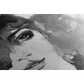CANVAS PRINT BLACK AND WHITE PORTRAIT OF A WOMAN - BLACK AND WHITE PICTURES - PICTURES