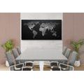 DECORATIVE PINBOARD NIGHT BLACK AND WHITE MAP OF THE WORLD - PICTURES ON CORK - PICTURES