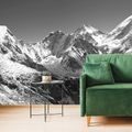 WALL MURAL BLACK AND WHITE SNOWY MOUNTAINS - BLACK AND WHITE WALLPAPERS - WALLPAPERS