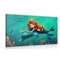 CANVAS PRINT MERMAID WITH A DOLPHIN - CHILDRENS PICTURES - PICTURES
