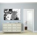 CANVAS PRINT BLACK AND WHITE PORTRAIT OF A WOMAN - BLACK AND WHITE PICTURES - PICTURES