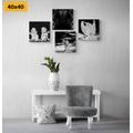 CANVAS PRINT SET HEAVENLY JOY IN BLACK AND WHITE - SET OF PICTURES - PICTURES