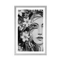 POSTER WITH MOUNT ORIGINAL PAINTING OF A WOMAN IN BLACK AND WHITE - BLACK AND WHITE - POSTERS