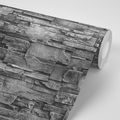 WALL MURAL GRAPHITE STONE WALL - WALLPAPERS WITH IMITATION OF BRICK, STONE AND CONCRETE - WALLPAPERS