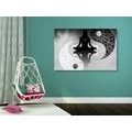 CANVAS PRINT YIN AND YANG YOGA IN BLACK AND WHITE - BLACK AND WHITE PICTURES - PICTURES