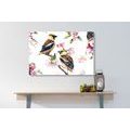 CANVAS PRINT BIRDS ON A TREE BRANCH - VINTAGE AND RETRO PICTURES - PICTURES