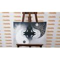 CANVAS PRINT YIN AND YANG YOGA IN BLACK AND WHITE - BLACK AND WHITE PICTURES - PICTURES