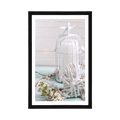 POSTER WITH MOUNT CHERRY TWIG AND WHITE LANTERNS - VINTAGE AND RETRO - POSTERS
