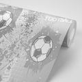 WALLPAPER SOCCER BALL ON A GRAY BACKGROUND - BLACK AND WHITE WALLPAPERS - WALLPAPERS