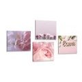 CANVAS PRINT SET FLOWERS IN A SOFT PINK SHADE - SET OF PICTURES - PICTURES