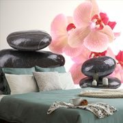 SELF ADHESIVE WALL MURAL STONES AND AN ORCHID - SELF-ADHESIVE WALLPAPERS - WALLPAPERS