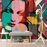 SELF ADHESIVE WALLPAPER PORTRAIT OF A WOMAN ON A COLORED BACKGROUND - SELF-ADHESIVE WALLPAPERS - WALLPAPERS