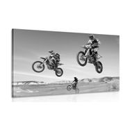 CANVAS PRINT FOR BIKERS IN BLACK AND WHITE - BLACK AND WHITE PICTURES - PICTURES