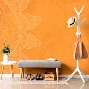 SELF ADHESIVE WALLPAPER ORANGE ARABESQUE ON AN ABSTRACT BACKGROUND - SELF-ADHESIVE WALLPAPERS - WALLPAPERS