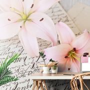 SELF ADHESIVE WALL MURAL LILY ON AN ELEGANT LEAF - SELF-ADHESIVE WALLPAPERS - WALLPAPERS