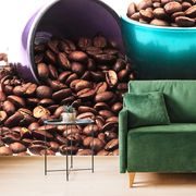 SELF ADHESIVE WALL MURAL CUP WITH COFFEE BEANS - SELF-ADHESIVE WALLPAPERS - WALLPAPERS