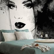 SELF ADHESIVE WALLPAPER FASHIONABLE FEMALE PORTRAIT IN BLACK AND WHITE - SELF-ADHESIVE WALLPAPERS - WALLPAPERS