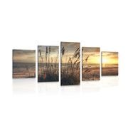 5-PIECE CANVAS PRINT SUNSET ON A BEACH - PICTURES OF NATURE AND LANDSCAPE - PICTURES