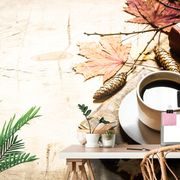 SELF ADHESIVE WALL MURAL CUP OF COFFEE IN AN AUTUMNAL FEEL - SELF-ADHESIVE WALLPAPERS - WALLPAPERS