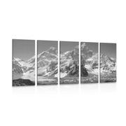 5-PIECE CANVAS PRINT BEAUTIFUL MOUNTAIN TOP IN BLACK AND WHITE - BLACK AND WHITE PICTURES - PICTURES